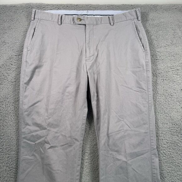 Peter Millar Pants Mens 38x33 Grey Chino Casual Straight Leg Cotton Blend - Picture 2 of 11